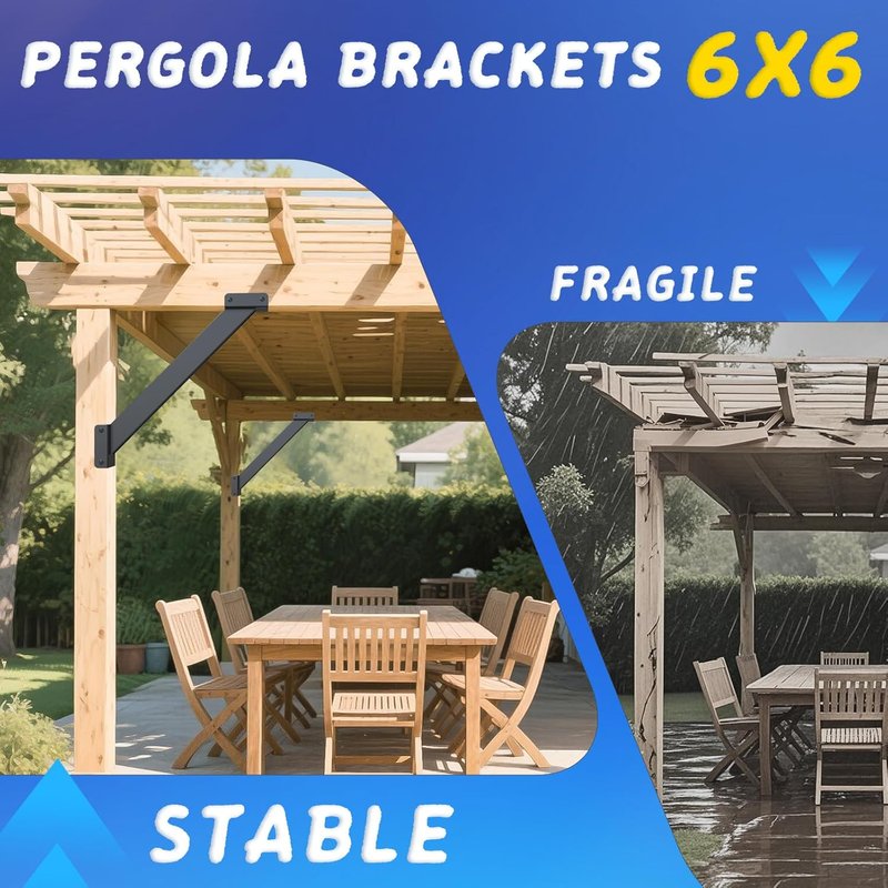45 Degree Angle Brackets Kit - 4 Pcs for 6''x6'' Lumber | Ideal for Pergolas & Gazebos