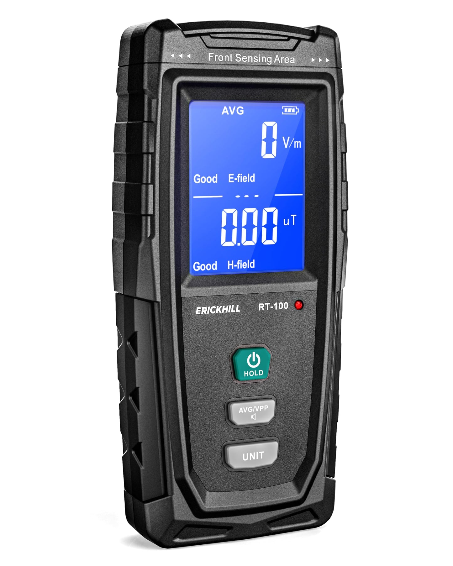 ERICKHILL EMF Detector, Rechargeable Digital Electromagnetic Field Radiation Detector Hand-held Digital LCD EMF Meter Great Tester for Home EMF Inspections,Ghost Hunting Green