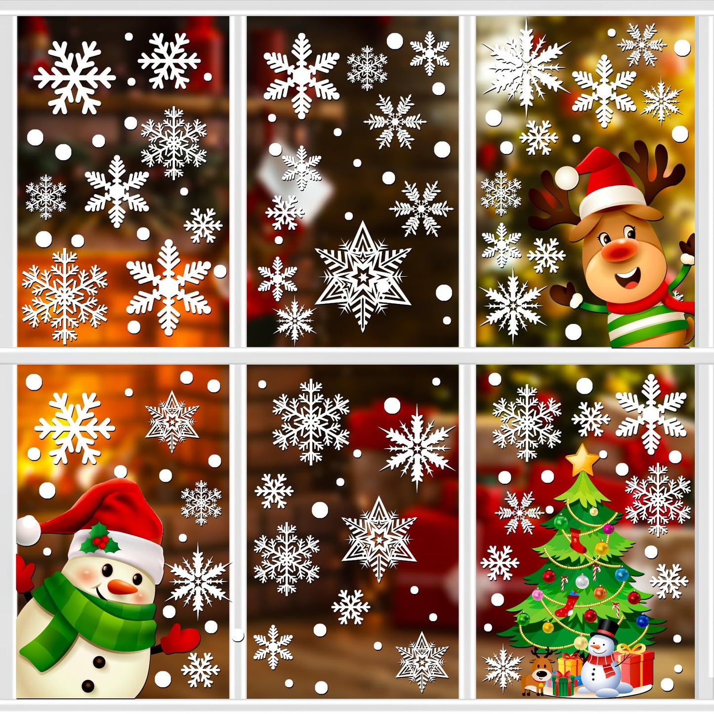 449PCS+ Christmas White Snowflakes Window Clings Decal Stickers Ornaments for Winter New Year Xmas Party Supplies Frozen Wonderland Decorations (10 Sheets)