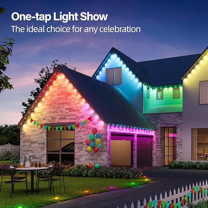 Permanent Outdoor RGB Lights with IP67 Waterproof,Smart Outdoor String Lights Remote Control, Eaves Lights with App, Daily and Accent Lighting (300ft)