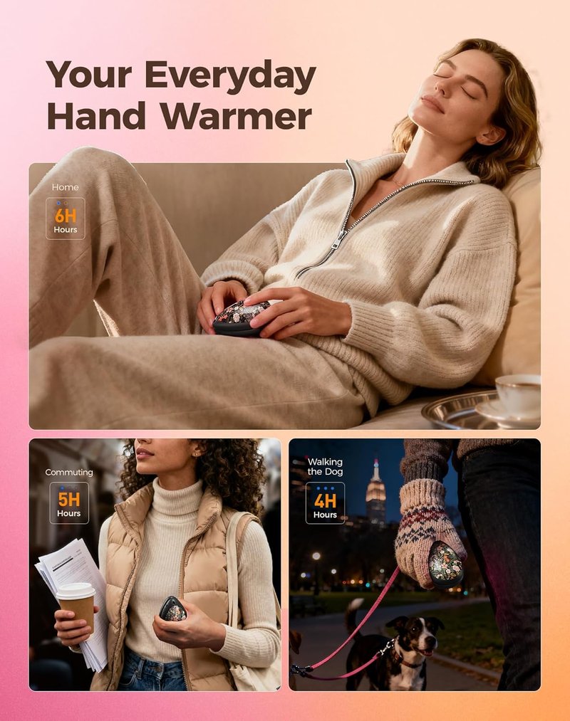 Rechargeable Hand Warmers for Women - Portable Diamond-Shape Electric Heater | 2 Pack, Stylish Design for Hiking & Camping