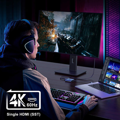 KOZYC USB C to Dual HDMI Adapter 4K@60Hz, Type C to HDMI Splitter Extended Display for Laptop, MacBook, MacBook Pro, UHDTV (Only on Windows support MST)
