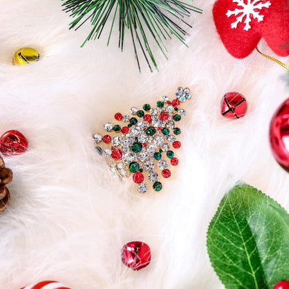 6 Pieces Rhinestone Crystal Christmas Brooch, Fashion Elegant Christmas Brooch Pins for Xmas Holiday Party Celebration, Snowflake, Penguin, Bell Bow Knot, Reindeer, Boots and Christmas Tree