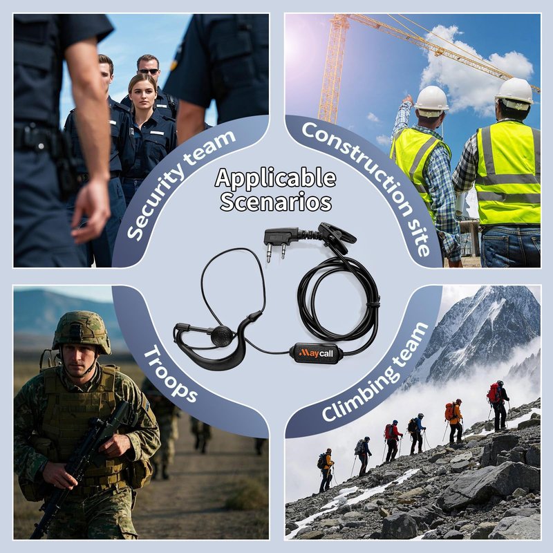 Maycall 5 Pack Walkie Talkie Earpiece with Mic Two Way Radio Earpiece 2 Pin Microphone Headset for Walkie Talkies Radio Compatible with ‎Retevis Baofeng Arcshell Kenwood Etc