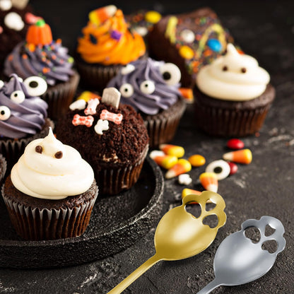 Skull Spoons Stainless Steel Coffee and Espresso Spoons for Tea, Milk, Sugar Stirring, Dessert, Cake (Mixed Color,5 Pieces)