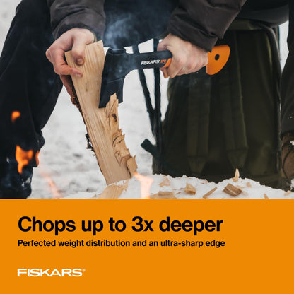 Fiskars X7 Hatchet Lightweight Wood Splitter for Small to Medium Size Kindling with Proprietary Blade and Shock-Absorbing FiberComp Handle, Lawn and Garden Tool, 14 inch, 1.5 pounds
