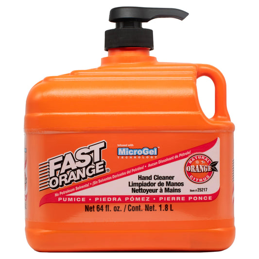 Fast Orange Permatex 25217 Pumice Lotion, Heavy Duty Hand Cleaner, Natural Citrus Scent, Waterless Cleaner For Mechanics, Strong Grease Fighter, 1/2 Gallon, Orange, 64 Fl Oz (Pack of 1)