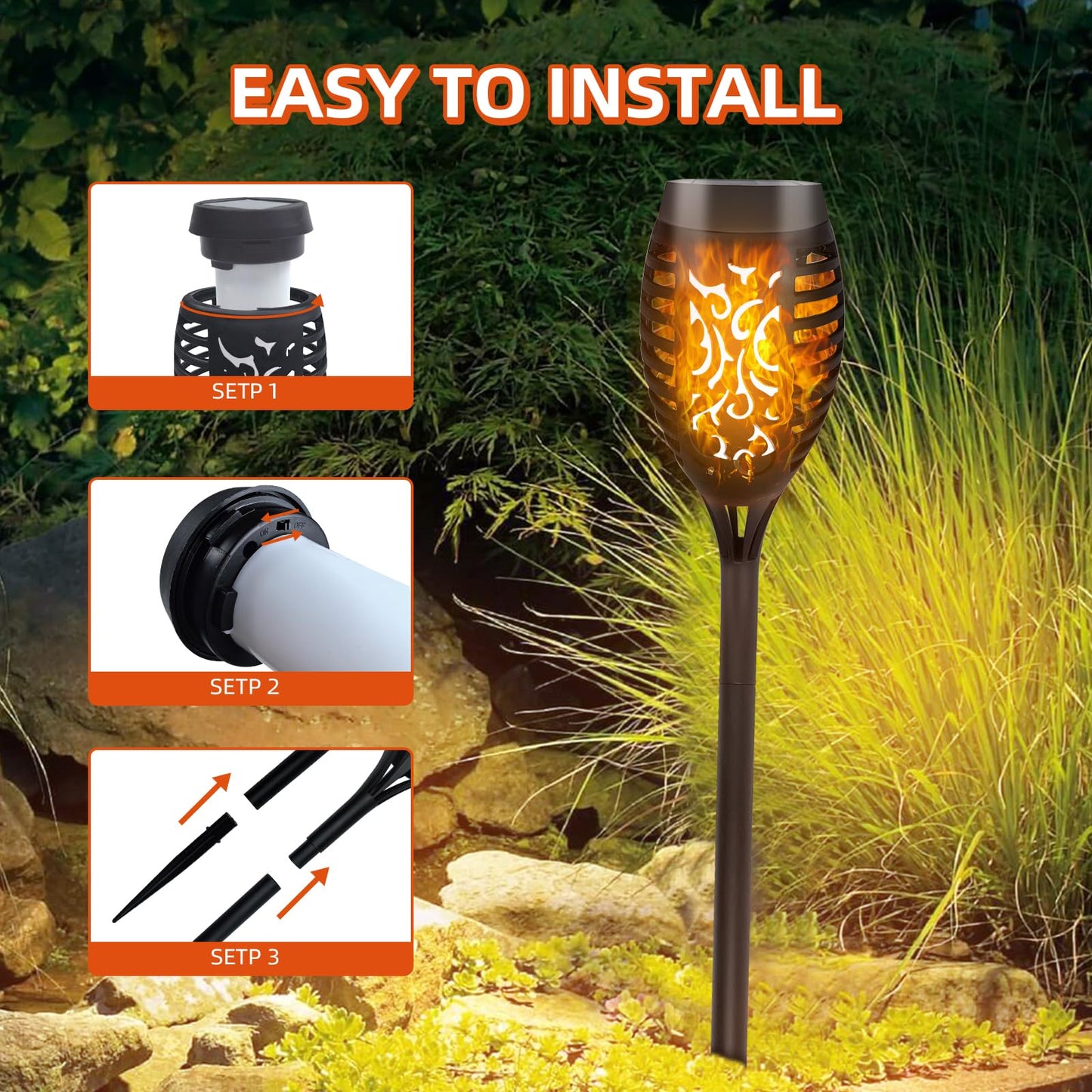 CNMTCCO Solar Lights Outdoor Garden, 6 Pack Solar Flickering Dancing Flame Lights, Waterproof SolarTorch Light Landscape Lighting for Garden Patio Pathways Lawn Yard Decoration