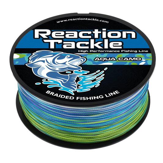 Reaction Tackle Braided Fishing Line - Pro Grade Power Performance for Saltwater or Freshwater Fish - Colored Fishing Line Braid for Extra Visibility - Camo Aqua 50 Lb (1500 Yards)