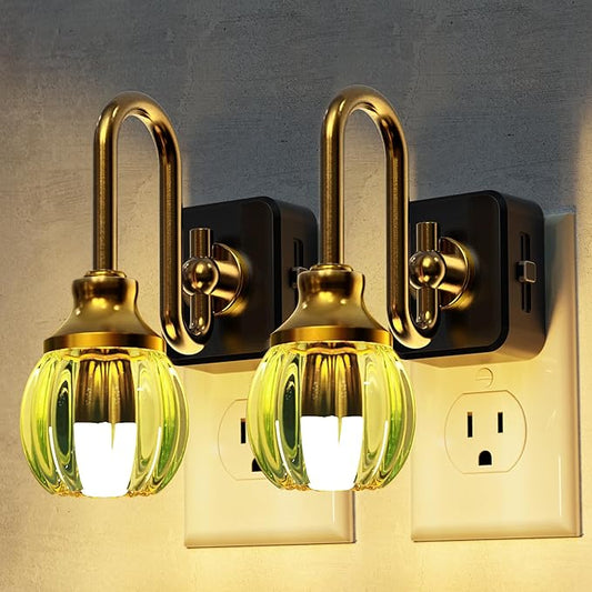 L LOHAS LED Night Lights Plug into Wall, 3000K Soft White LED, Floral Night Lights with Dusk to Dawn Sensor, 0-100lm Adjustable Brightness, for Hallway Bedroom Stairway