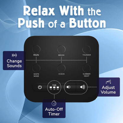 Big Red Rooster Sound Machine - 6 Sleep Sounds - Portable White Noise Machine for Office Privacy & Adult Sleeping - Compact Travel or Home - Dual Power Options - Black