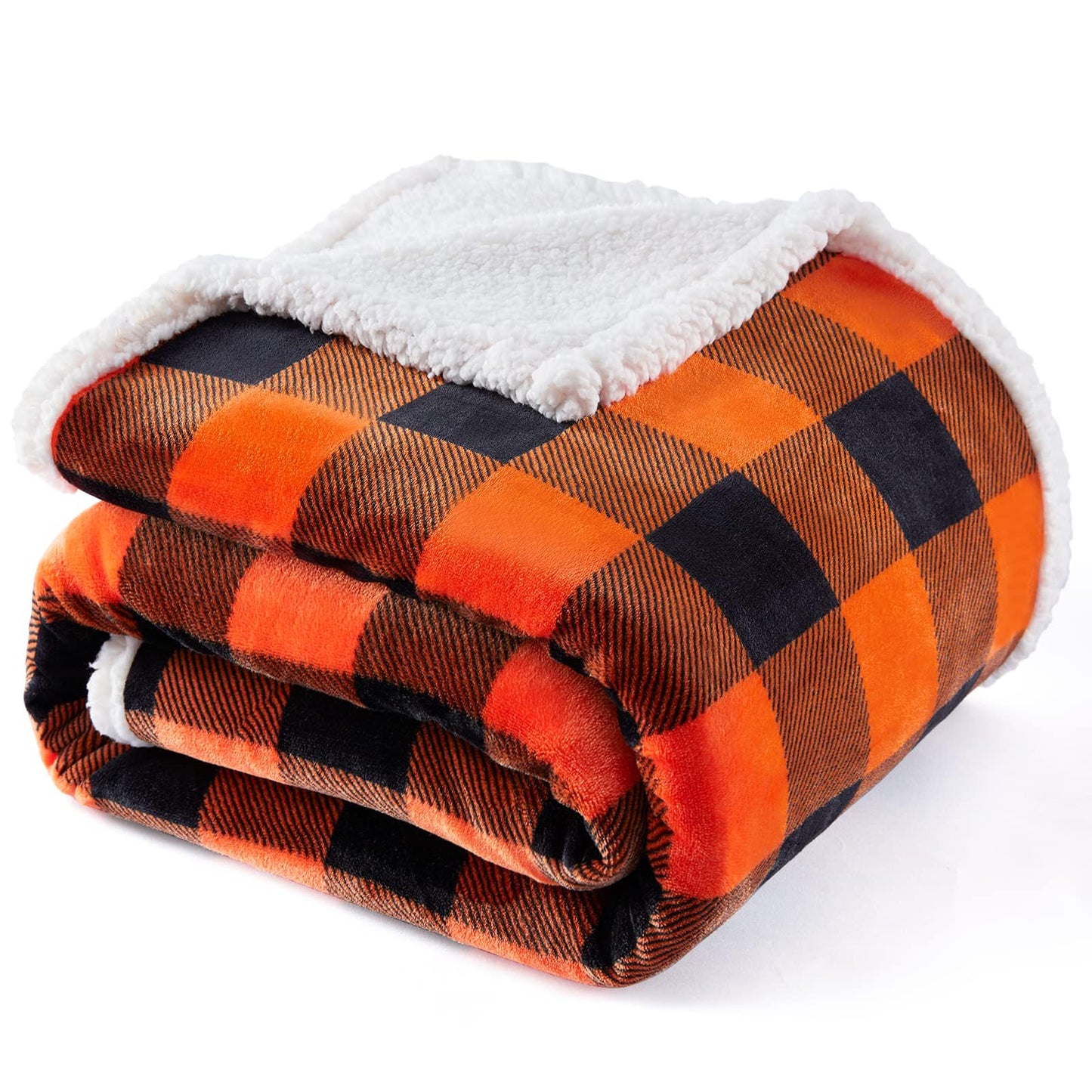 Touchat Halloween Blanket Twin Size 60" X 70"，Fall Autumn Harvest Sherpa Fuzzy Fluffy Soft Cozy Blankets, Fleece Flannel Plush Microfiber Throw for Couch Bed Sofa, Halloween Decor (Orange)