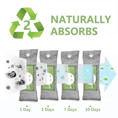 6 Pack Bamboo Charcoal Air Purifier Bags Odor Absorber Odor Absorber Natural Car Air Freshener Odor Eliminators for Home Pets