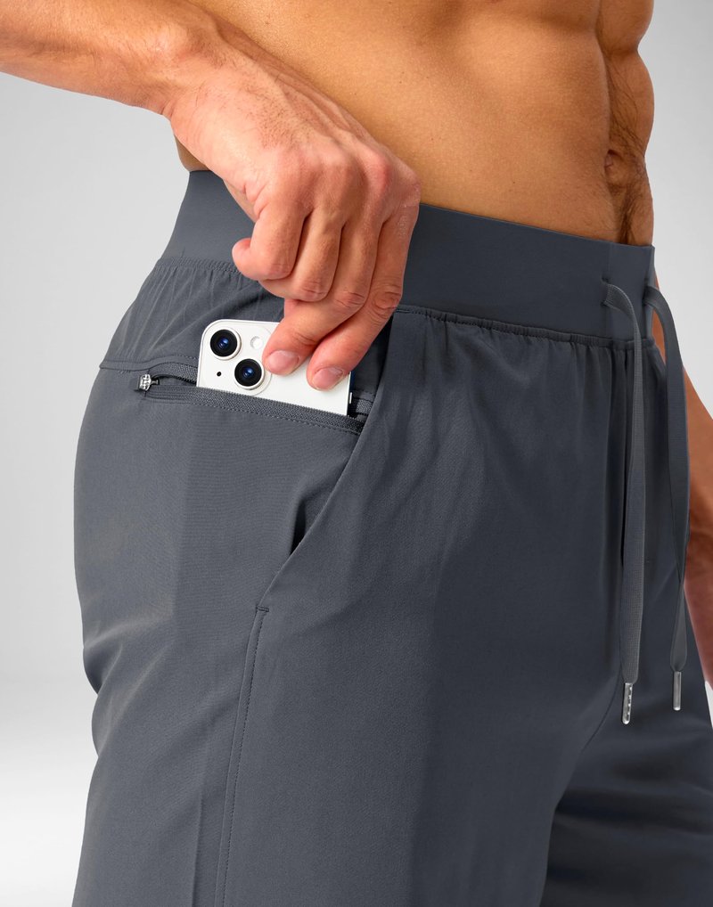 Soothfeel Men's Running Shorts with Zipper Pockets 9 Inch Lightweight Quick Dry Gym Sports Athletic Workout Basketball Shorts for Men (Grey, XL)