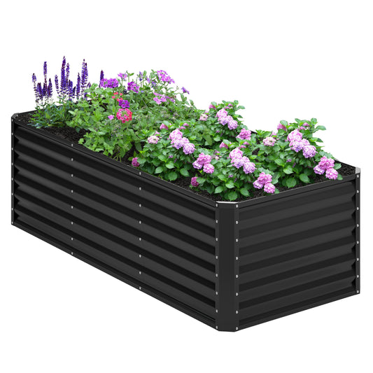 Nedenyou 6x2x2FT Galvanized Raised Garden Bed,Planter Raised Beds-Metal Garden Box,Large Plant for Outdoor Planting, Vegetables Bed，Flower,herb-Black