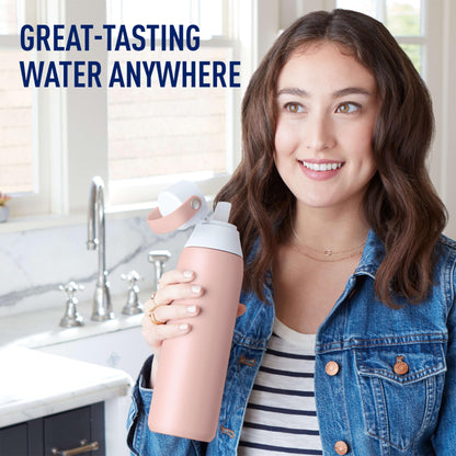 Brita Stainless Steel Premium Filtering Water Bottle, BPA-Free, Reusable, Insulated, Replaces 300 Plastic Water Bottles, Filter Lasts 2 Months or 40 Gallons, Includes 1 Filter, Rose - 20 oz