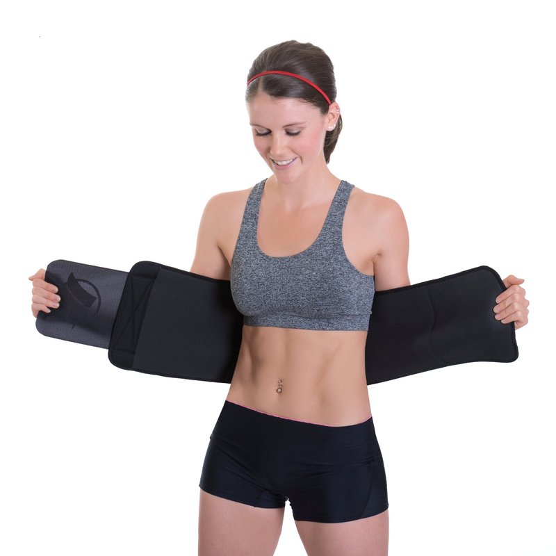 Fitru Waist Trimmer Sauna Ab Belt for Women & Men - Waist Trainer Stomach Wrap Black