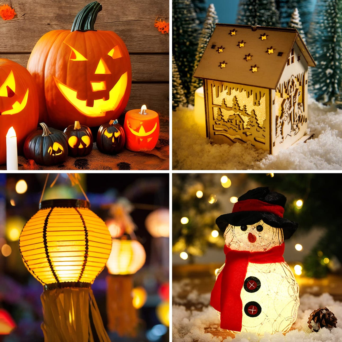 Set of 4 Accessory Light Cord with Single LED Bulb, 6FT Blow Mold Replacement Light Kit, C7 Clip Lights with One Bulb On/Off Switch & 2-Prong Plug for Christmas Village House, Pumpkin, Craft Projects