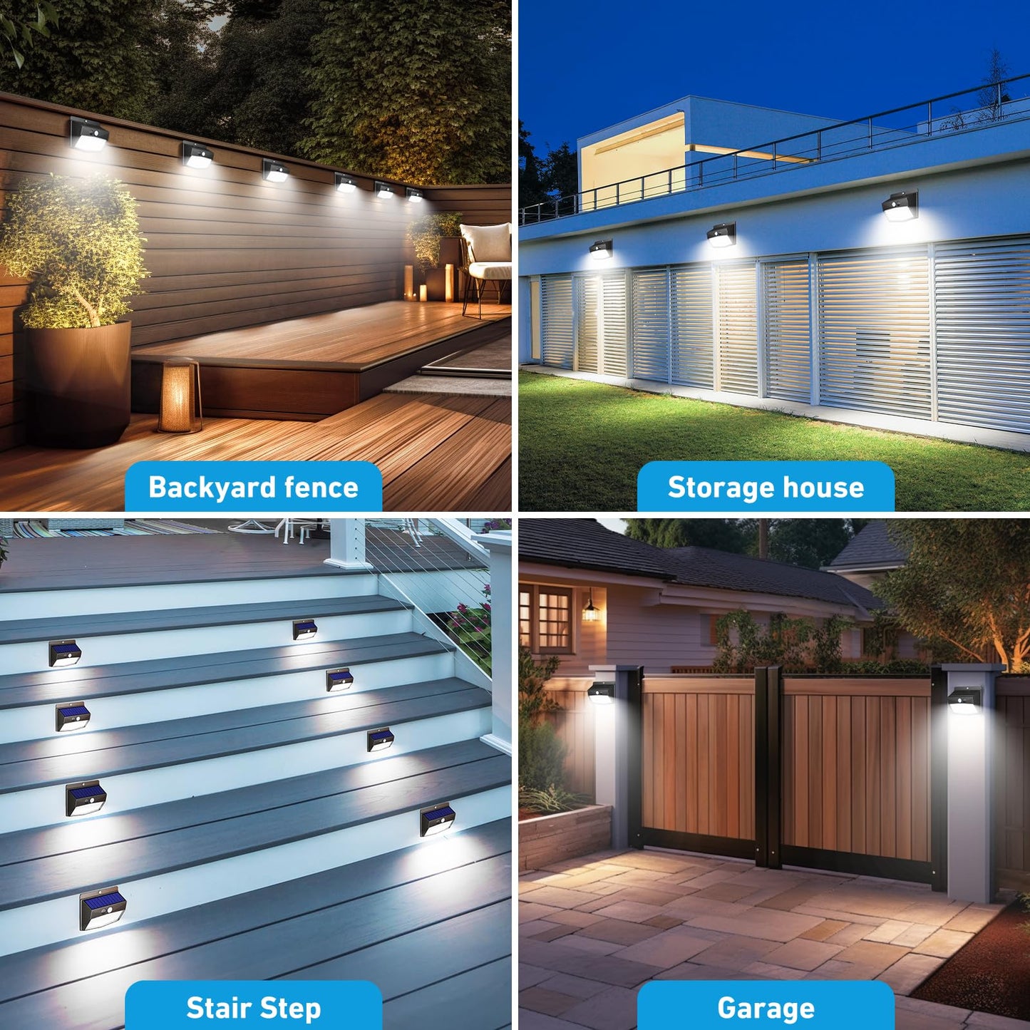 Peasur 2 Packs Solar Outdoor Lights Motion Sensor Solar Security Lights Waterproof with 3 Lighting Modes Solar Powered Wall Lights Outside for Garden Fence Yard