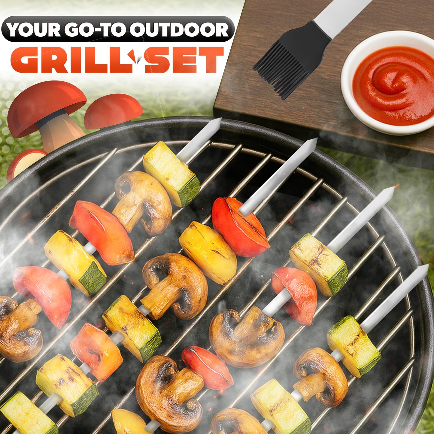 Grilling Accessories (27-Piece) – All in One BBQ Accessories Grill Tool Set Stainless Steel Barbeque, Organized Storage – 27 Essential Tools for Effortless Cooking, Camping & Backyard Barbeque