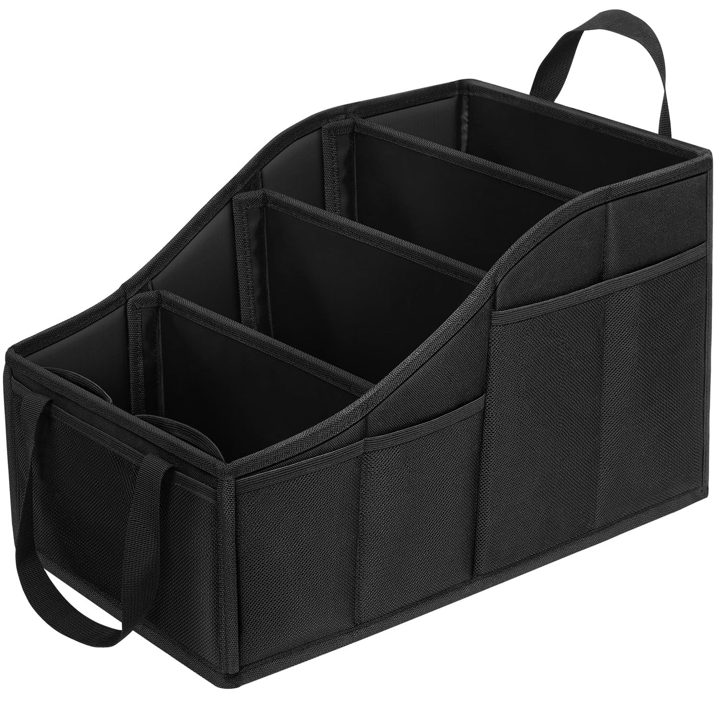 YOHOOLYO Car Seat Organiser Car Organiser Back Seat for kids with 4 Compartments, 4 Cup Holders and 7 Mash Pockets, Collapsible Car Boot Organiser Storage for Front and Back Seats