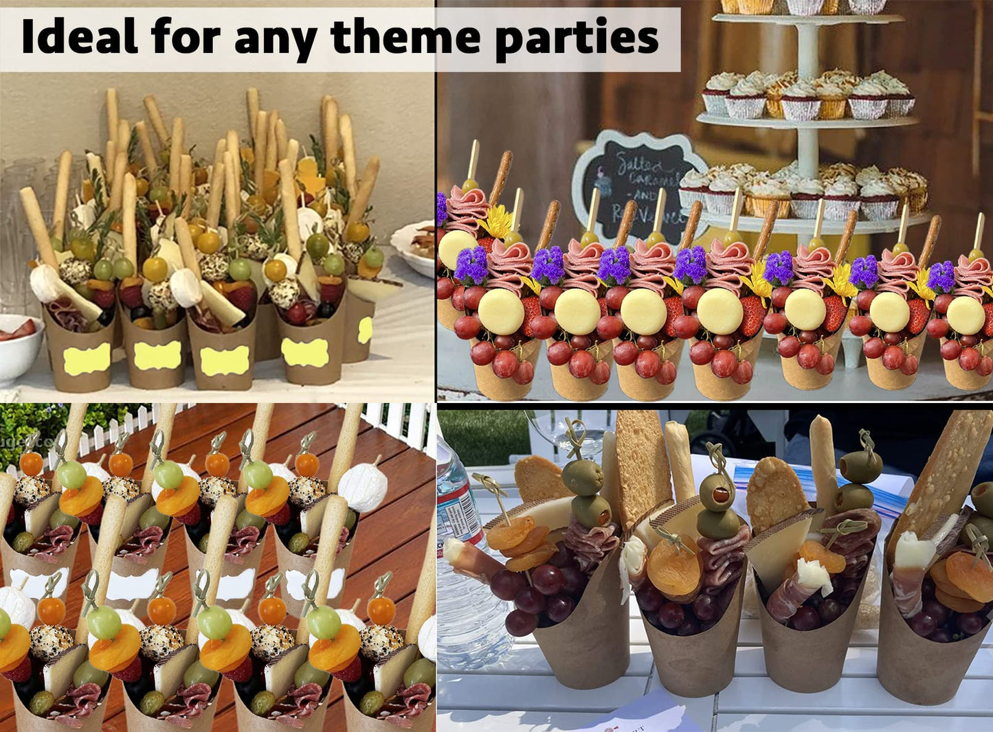 CAMKYDE 50 Pcs French Fries Holder, 14oz Disposable Paper French Fry Cups Charcuterie Cups for all Occasions (14oz)