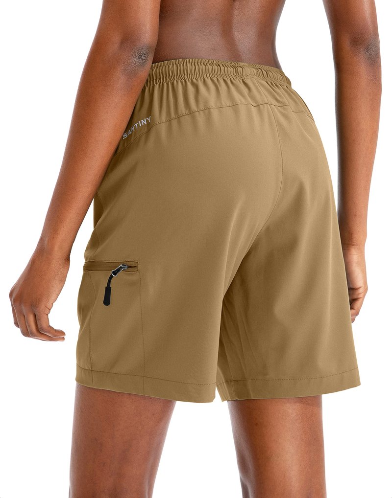 SANTINY Women's 5''/ 7''/9'' Hiking Cargo Shorts Quick Dry Lightweight Summer Shorts for Women Athletic Golf Zipper Pockets(Dark Khaki_M)