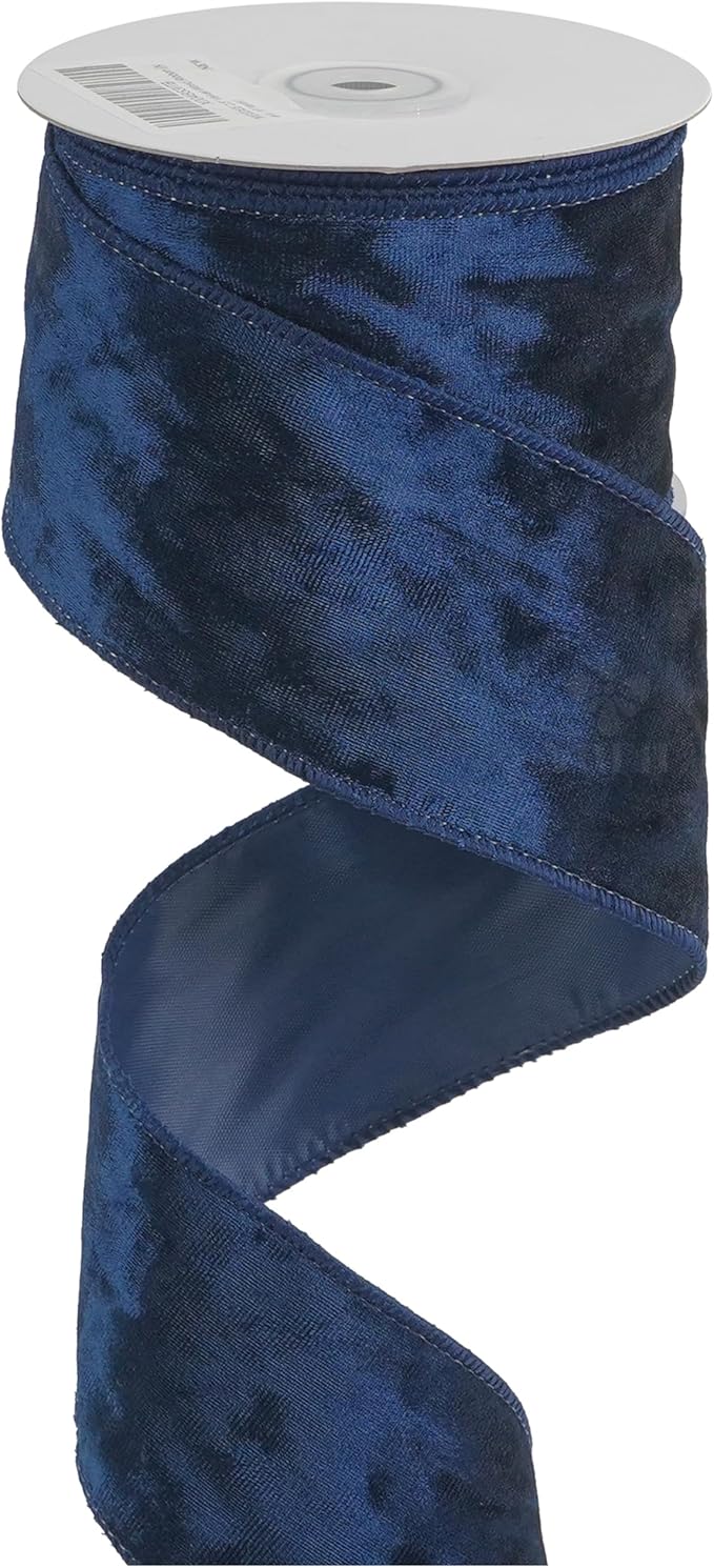 MEEDEE Navy Velvet Wired Ribbon 2.5 inch with 10 Yards Thick Christmas Velvet Ribbon for Tree, Gift Wrapping, Garlands, Christmas Wreaths, Bows, Crafts Supply, Seasonal Decorations
