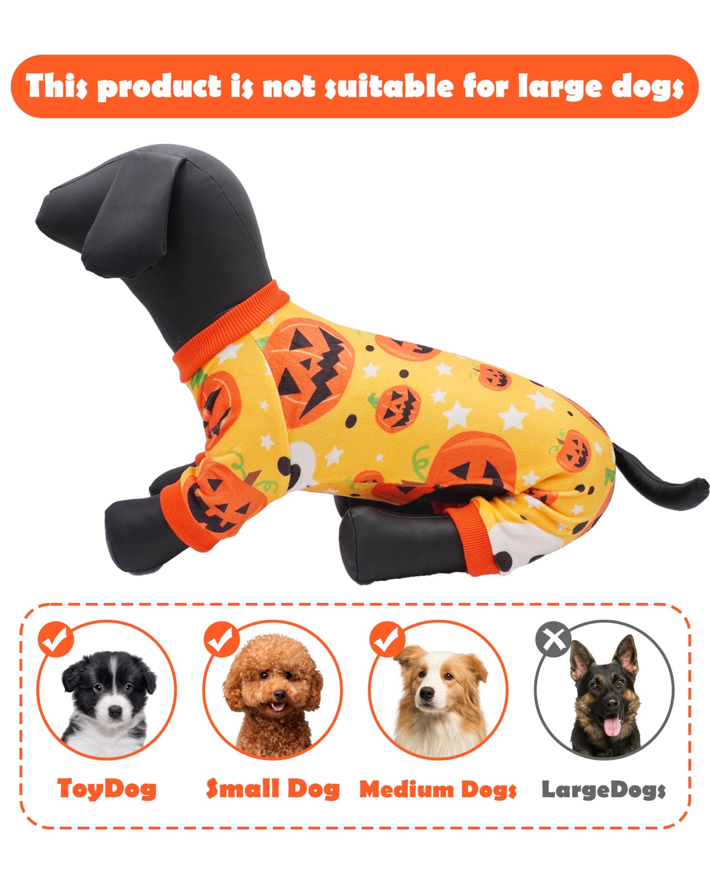PET SHOW 4 Pack Halloween Small Dog Pajamas for Doggie Puppy Cats Kitten Onesies Pumpkin Ghost Soft Fleece Stretchy Jumpsuit Costume Boy Girl Pets PJs with Sleeve Clothes(S)