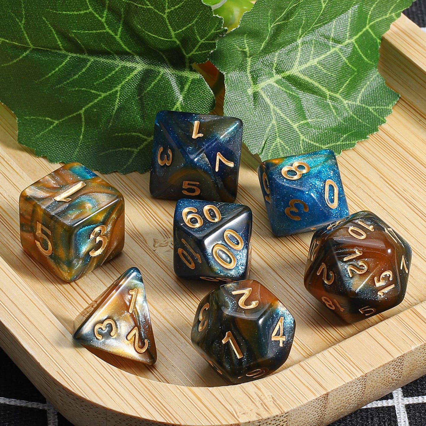 CiaraQ DND Polyhedral Dice Set with a Black Dice Bag for D&D RPG MTG Role Playing Table Games
