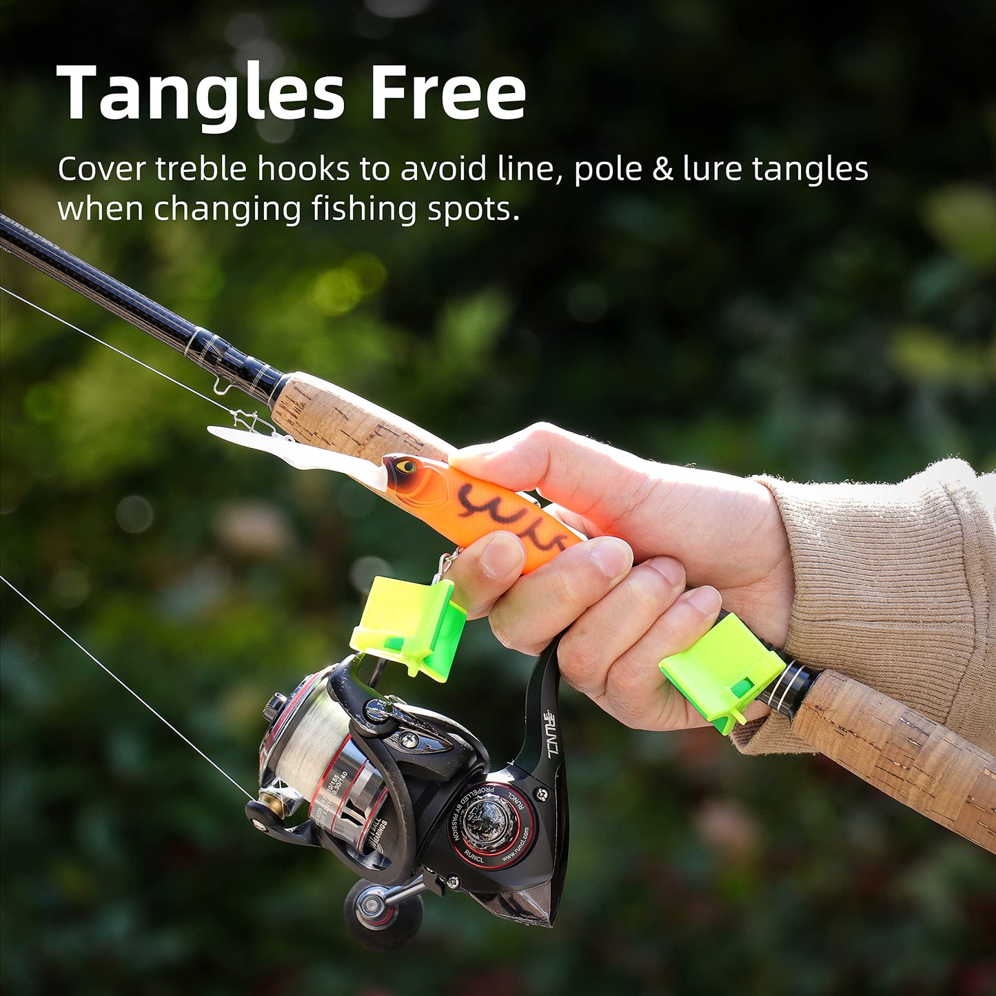 RUNCL Treble Hooks Covers Fishing Hooks Protector Treble Hook Safety Cap Hook Bonnets for Fishing Lures - Spring Design, Hollow Construction, Tangles Free, Fishing Hook Caps (Medium, 40pcs)