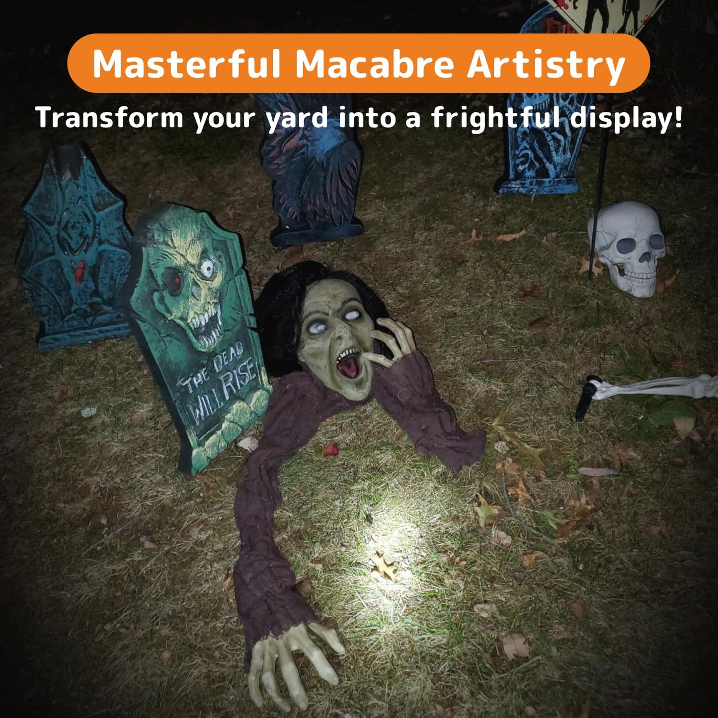 PREXTEX Crawling Zombie Halloween Decoration - Zombies Coming Out of Ground Prop - Creepy Outdoor Zombie Yard Decorations for Haunted Houses, Graveyards, and Halloween Parties - 6 x 5 x 7 Inches