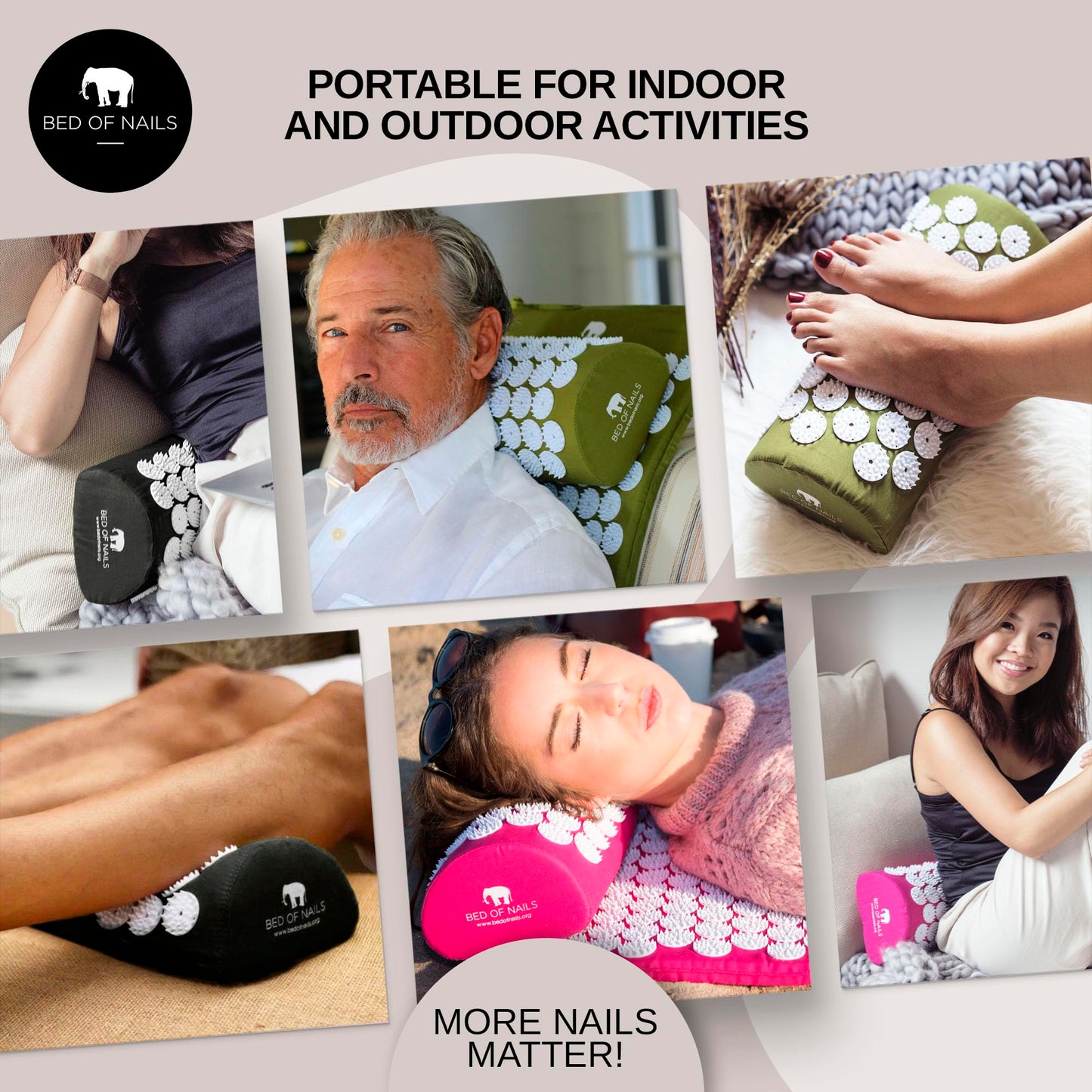 BED OF NAILS Original Comfortable Acupressure Lumbar Cushion Pillow, 2142 Acupuncture Pressure Points, Neck Pain Relief, Increased Energy, Relaxation, FSA/HSA Eligible, Drawstring Bag, 15x6x4, Pink