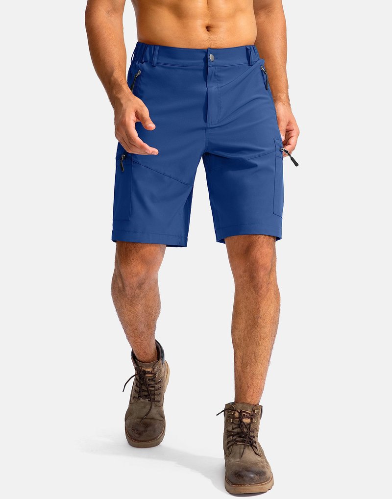 Pudolla Men's Hiking Cargo Shorts 9" Lightweight Outdoor Work Shorts for Men Travel Golf Camping Casual with 5 Zipper Pockets(Royal Blue XX-Large)