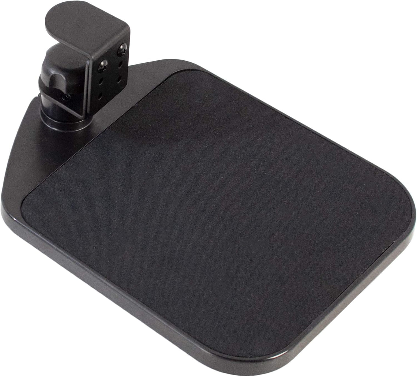 VIVO Clamp-on Mouse Pad Holder Platform, Adjustable Under Desk 360° Rotating Tray Rest Extension Attachment, up to 2 inch Desktops, Black, MOUNT-MS01A