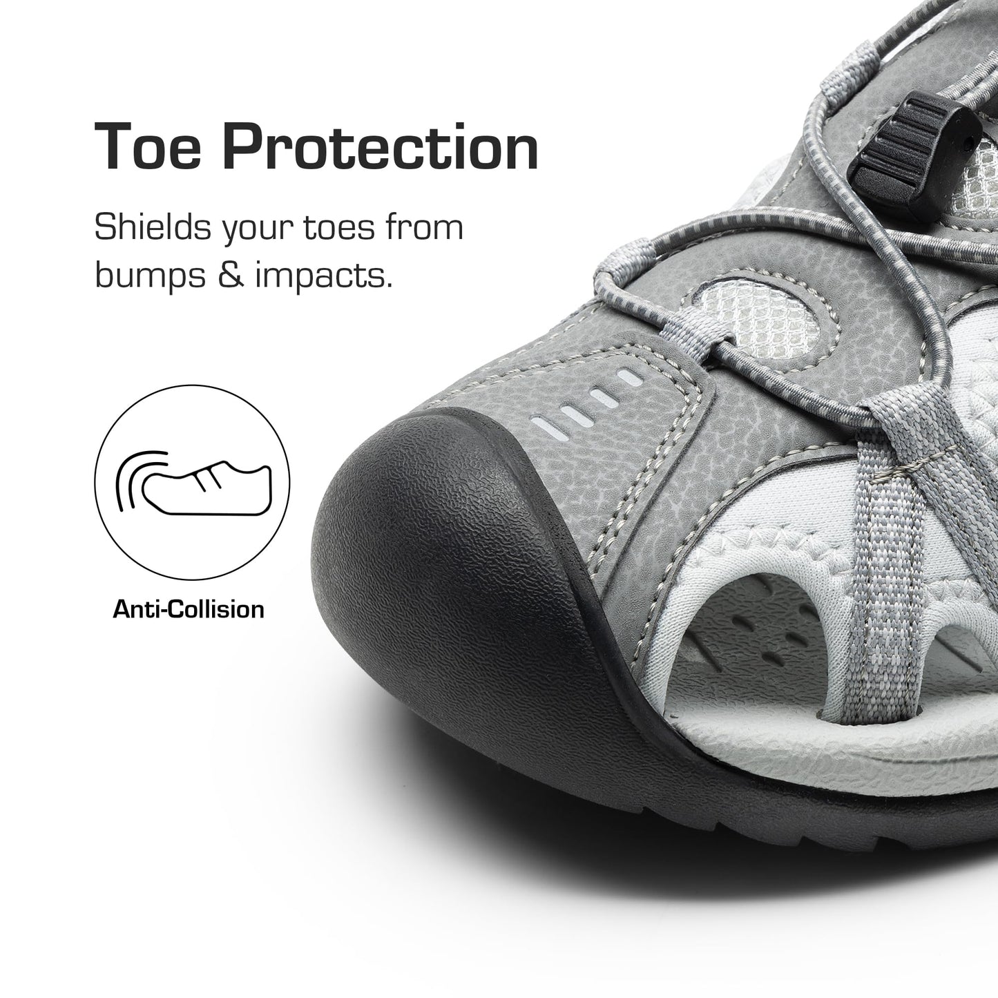 DREAM PAIRS Men's Sandals Hiking Water Sport Athletic Beach Outdoor Comfortable Casual Closed Toe Summer Sandal Shoes,Size 10.5,Light Grey,DMUMST2505