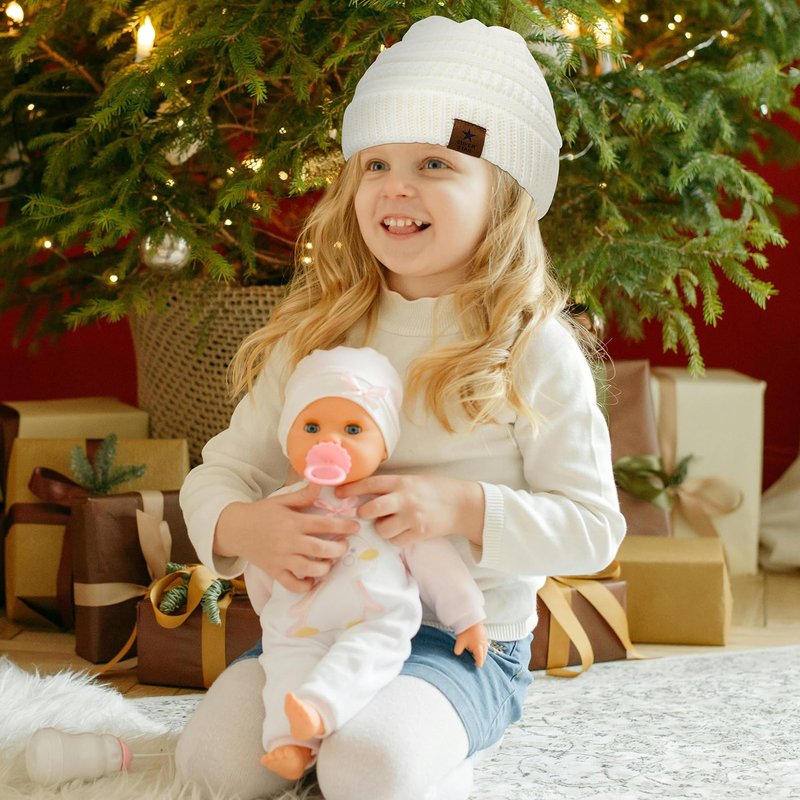 Century Star 3 Pack Baby Winter Hat Satin Lined Baby Beanie for Boys Girls Warm Knit Infant Toddler Hats Cap Black&White&Pink 6-36 Months