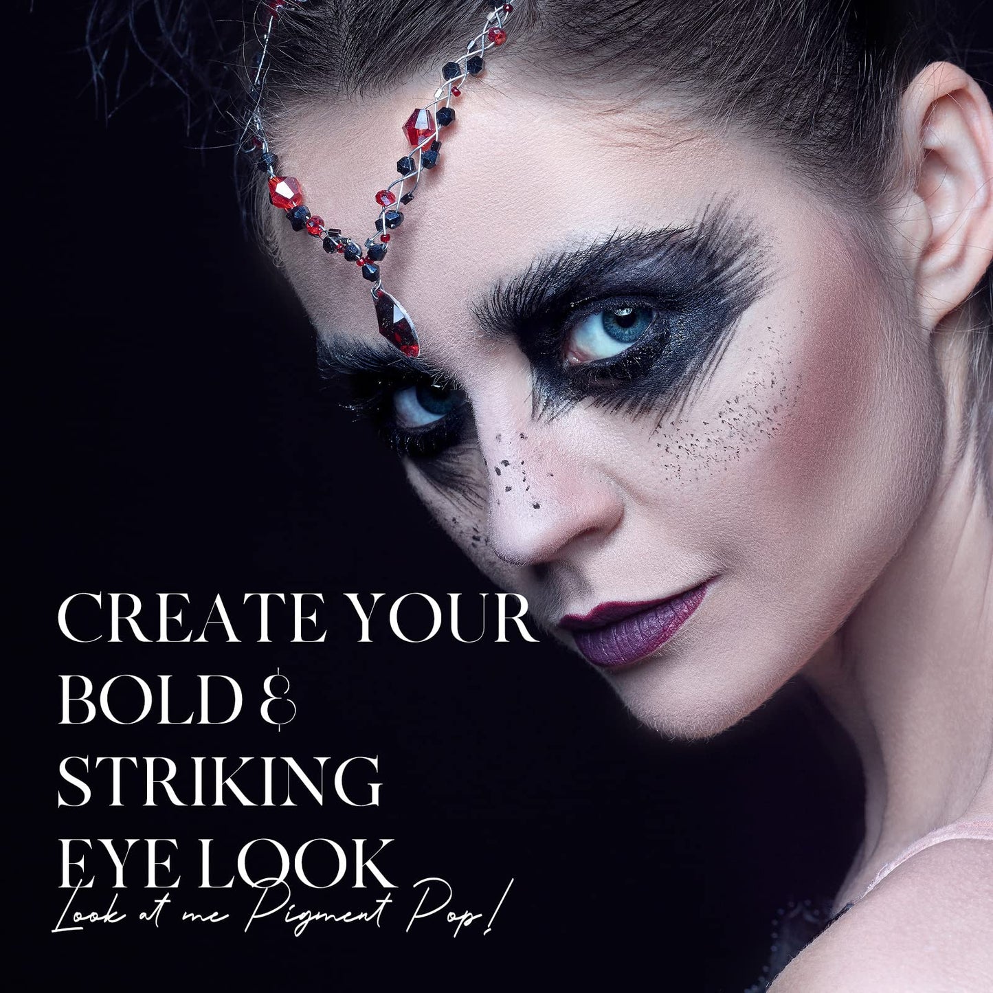 BEPHOLAN Single Matte Black Eyeshadow Palette,Cake Eyeliner Powder Goth Makeup Eyeshadow, Black Gothic Vampire Blood Makeup,Black Rose