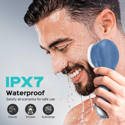 COSLUS Face Scrubber Facial Cleansing Brush: 2 in 1 Spin and Vibration Patented Tech, Silicone Electric Exfoliator Scrubber with Automatic Foaming, Waterproof Face Cleanser Brush for Men and Women