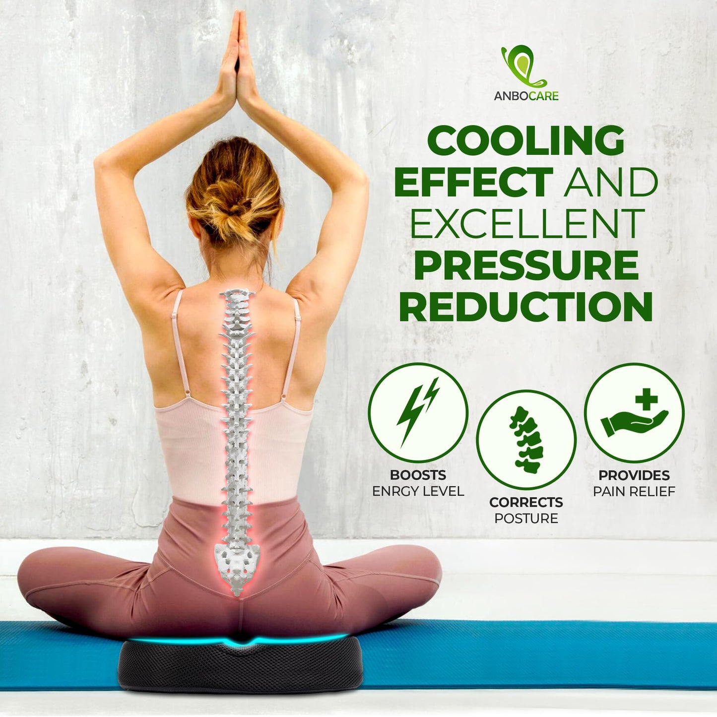 AnboCare Donut Gel Sitting Pillow - Orthopedic Memory Foam for Tailbone Pain, Hemorrhoid, Bed Sores, Postpartum, Prostate, Coccyx & Sciatica Pain