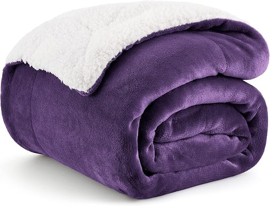 Bedsure GentleSoft Sherpa Fleece Throw Blanket for Couch - Thick and Warm Throw for Women, Soft Fuzzy Plush Blanket for Winter, Purple, 50x60 Inches