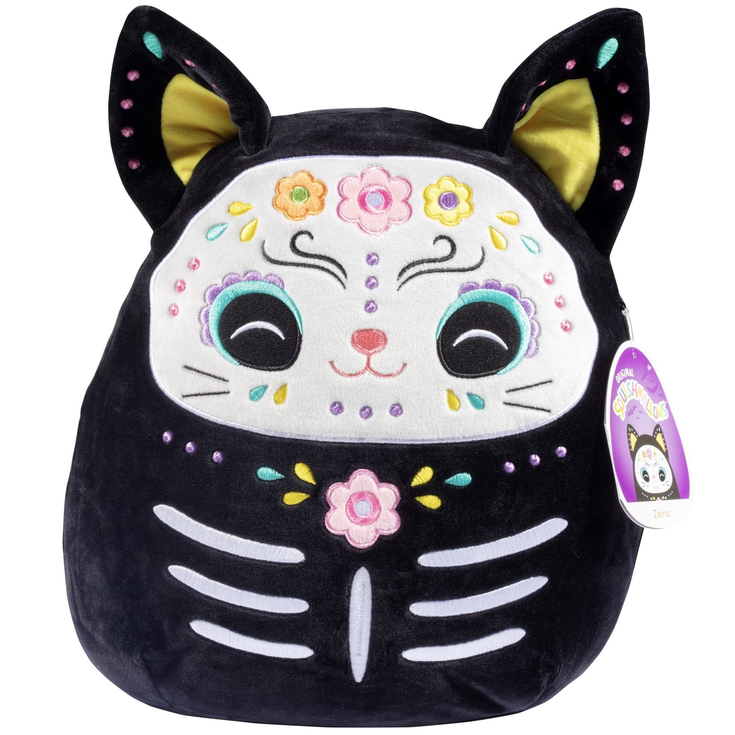 Squishmallows 12-Inch Zelina The Day of The Dead Cat - Soft Plush Black Kitty with Sugar Skull Design - Collectible Stuffed Animal Pillow - Halloween & Día de Los Muertos Gift for Kids & Adults 2025