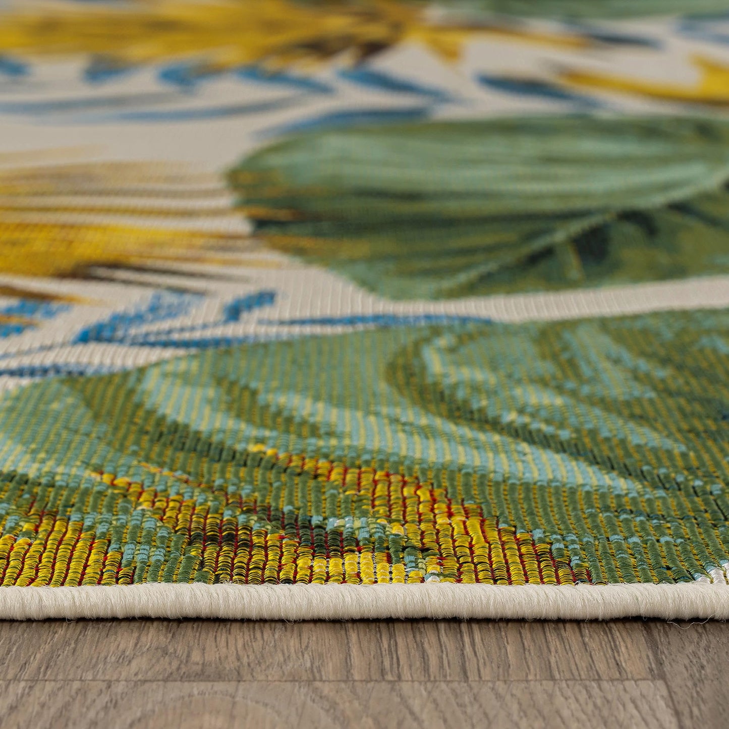 Rugshop Tropical Garden Palm Indoor/Outdoor Patio Area Rug, Easy Clean Outdoor Rug for Porch Deck Balcony, Green Gold 7'10" x 10'6" Green