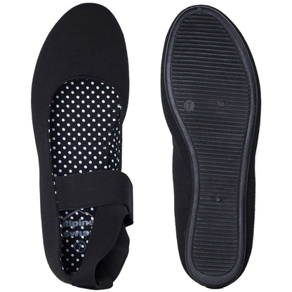 Alpine Swiss Peony Ballet Flats Shoes for Women | Elastic Ankle Strap Flats | Round Closed-Toe Shoes | Slip On Loafers | Padded for Comfort BLK 11