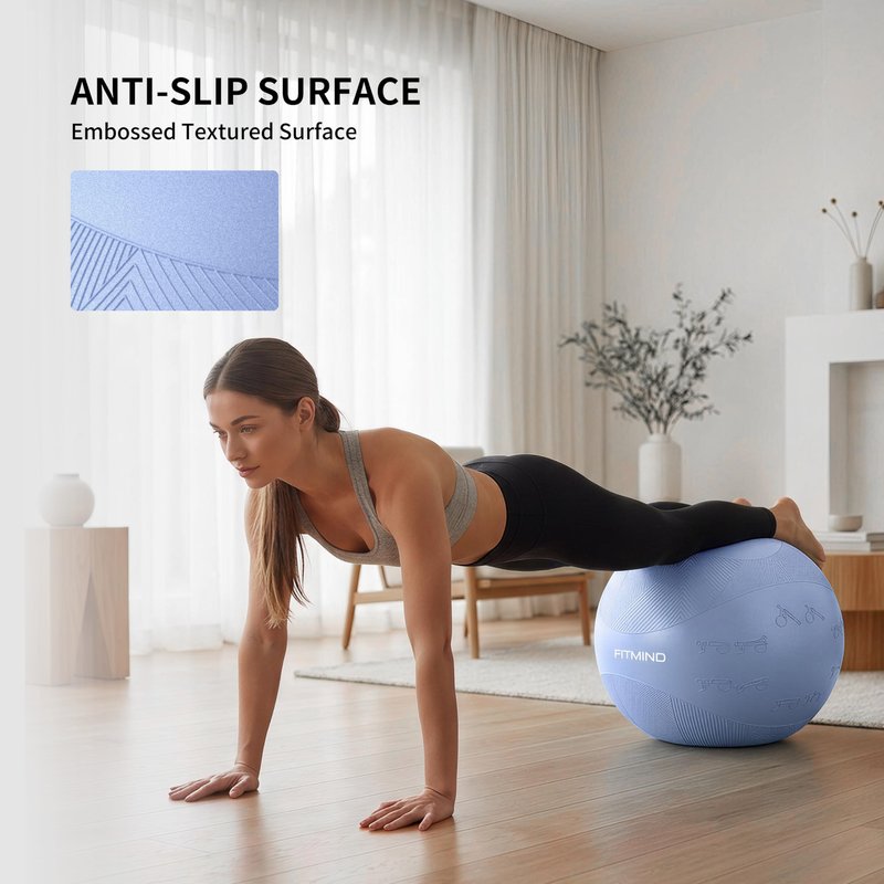 FITMIND Extra Thick Yoga Ball with Training Instruction, Anti-Burst Slip Resistant Exercise Ball with Pump for Pilates,Physical Therapy,Pregnancy Stability,Birthing Ball 22in 26in 30in