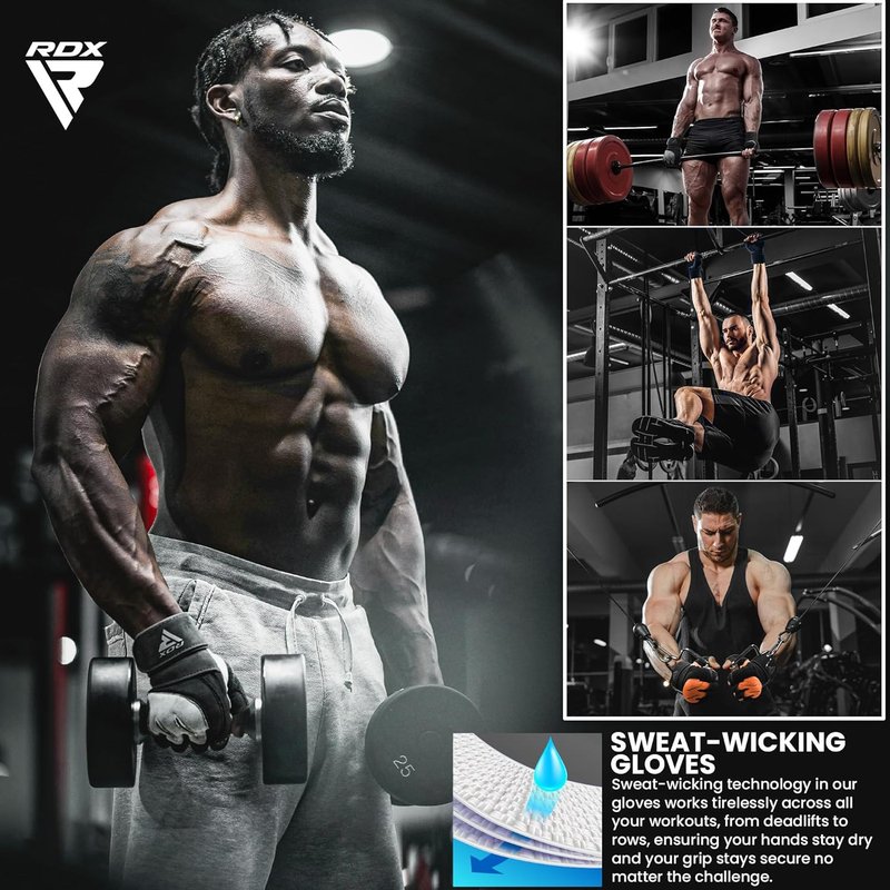 RDX Weight Lifting Gloves - Wrist Support & Anti-Slip Palm for Fitness Training | 50 CM Straps, Breathable Design