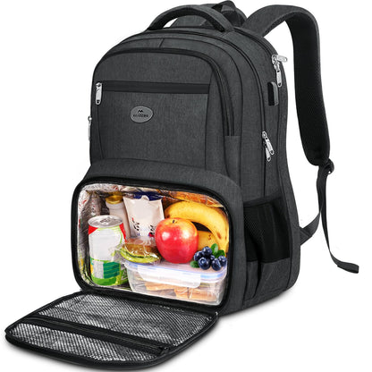 MATEIN 18 Inch Backpack for Men, Extra Large Work Backpack with Lunch Compartment, Water Resistant Insulated Cooler Computer Bag with USB Port, Sturdy Padded Carry On Laptop Daypack for College Travel