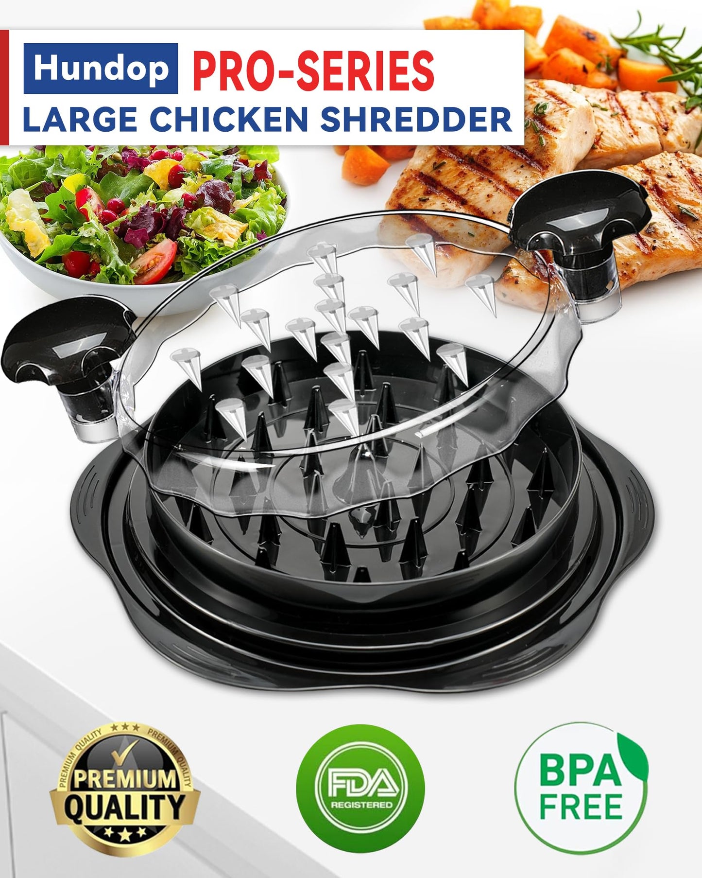 Chicken Shredder Tool Twist for Kitchen, Manual Chicken Breast Grinder Machine for Ground Food, Meat & Vegetables (Elegant Black)