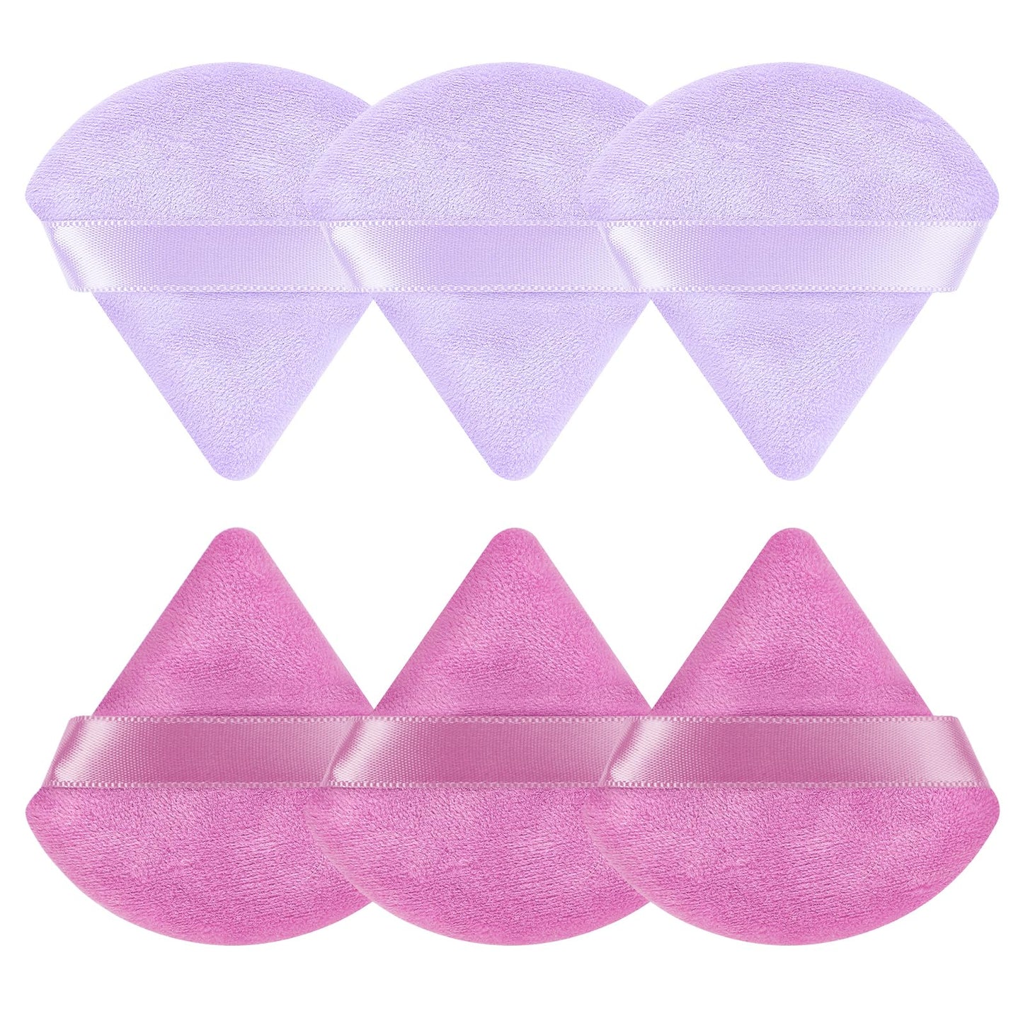 Pimoys 6 Pieces Powder Puff Face Makeup Sponge Soft Velour Triangle Powder Puffs Beauty Sponge Stocking Stuffers for Loose Powder (Black, Pink)