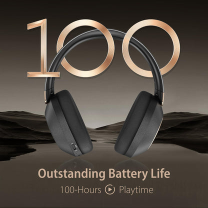 Active Noise Cancelling Headphones, 100H Playtime Headphones Wireless Bluetooth, Bluetooth Headphones with Microphone, Over- Ear Wireless Headphone with Deep Bass,Fast Charging for Travel,Office,Home